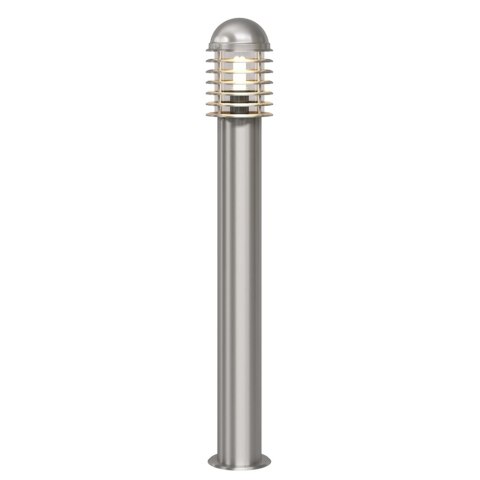 Lampa podłogowa ze stali nierdzewnej.