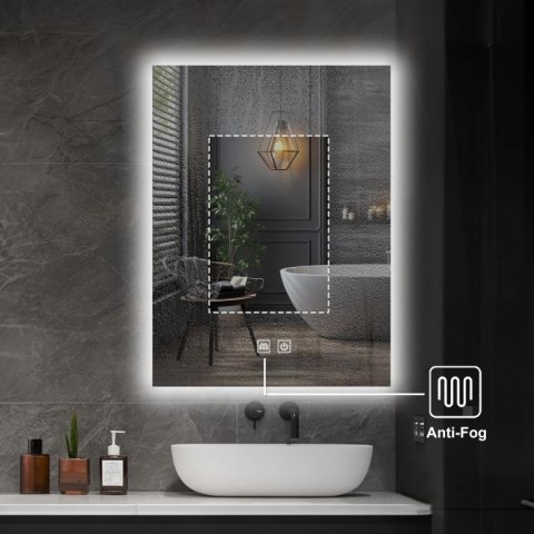 IREDA Lustro łazienkowe z oświetleniem LED, 70 x 50 cm