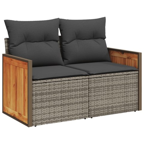 11-cz. zestaw mebli ogrodowych z poduszkami, szary rattan PE