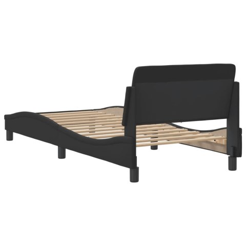 Rama łóżka z zagłówkiem, czarna, sztuczna skóra, 80x200 cm