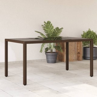 Stół ogrodowy ze szklanym blatem, brąz, 150x90x75cm, polirattan