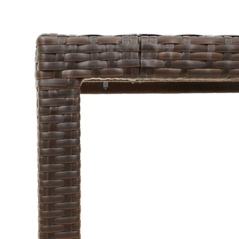 Stół ogrodowy ze szklanym blatem, brąz, 150x90x75cm, polirattan