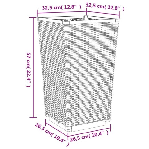 Donice ogrodowe, 2 szt., czarne, 32,5x32,5x57, PP
