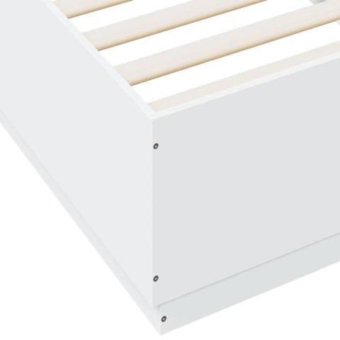 Rama łóżka z LED, biała, 100x200 cm, materiał drewnopochodny