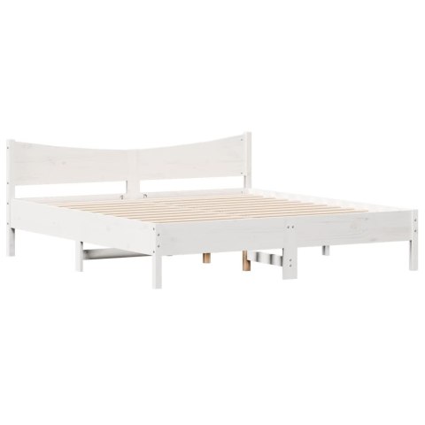 Rama łóżka z zagłówkiem, biała, 180x200 cm, sosnowa