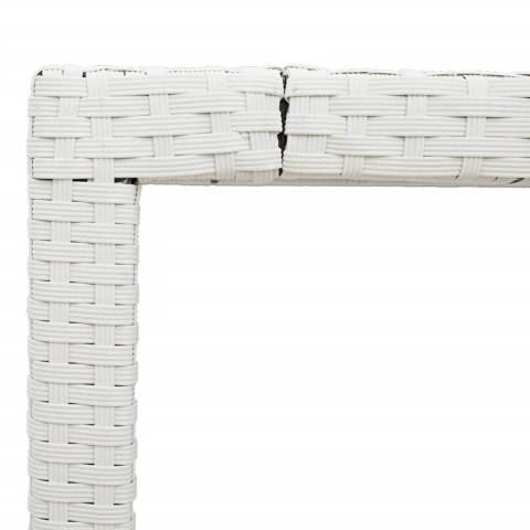 Stół ogrodowy ze szklanym blatem, biały 190x90x75 cm, rattan PE