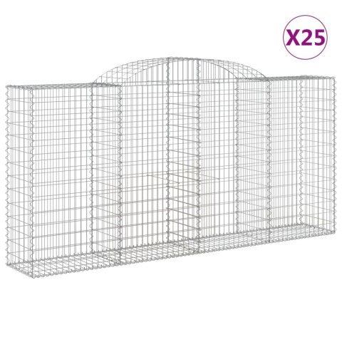 Kosze gabionowe, 25 szt, 300x50x140/160cm, galwanizowane żelazo