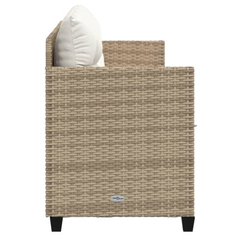 Leżanka z poduszkami, beżowa, rattan PE