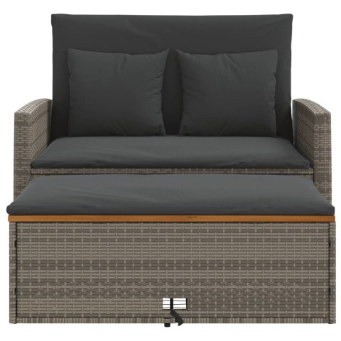Sofa ogrodowa z poduszkami, 2-os., szara, rattan PE i akacja