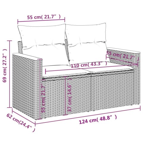 9-cz. zestaw mebli ogrodowych z poduszkami, szary, polirattan