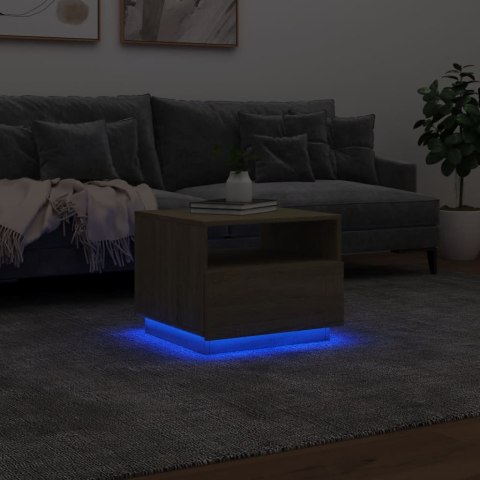 Stolik kawowy z podświetleniem LED, dąb sonoma, 50x49x40 cm