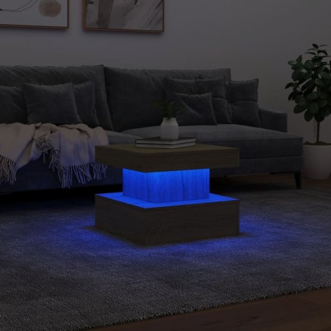 Stolik kawowy z podświetleniem LED, dąb sonoma, 50x50x40 cm