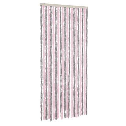 Zasłona przeciwko owadom, srebrno-różowa, 100x220 cm, szenil