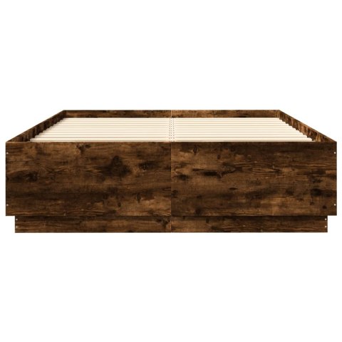 Rama łóżka z LED, przydymiony dąb, 150x200 cm