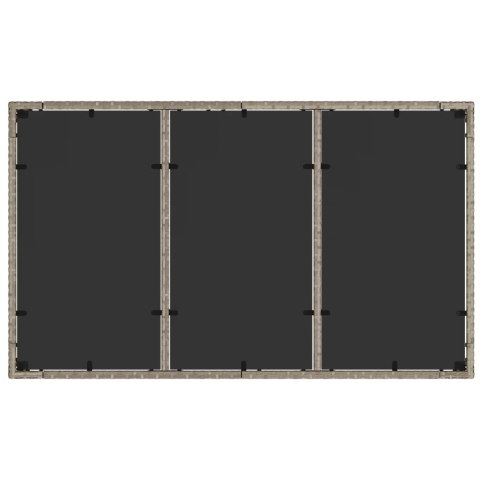 Stół ogrodowy ze szklanym blatem, szary 150x90x75 cm, rattan PE