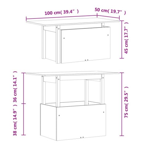 Stolik ogrodowy, 100x50x75 cm, lite drewno sosnowe