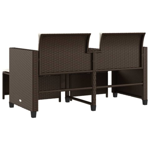 2-os. sofa ogrodowa ze stolikiem i stołkami, brąz, polirattan