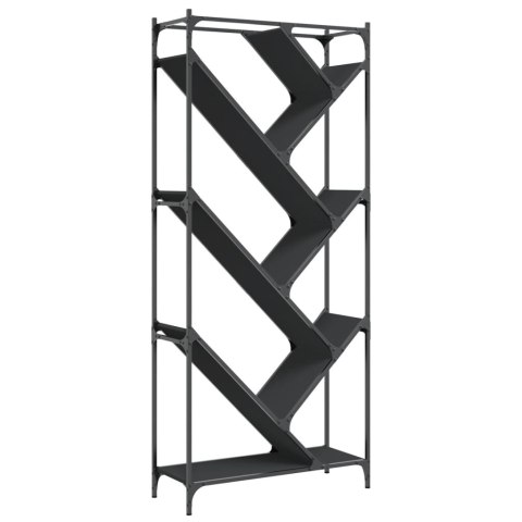 Regał, czarny, 79x30x180 cm, materiał drewnopochodny i metal