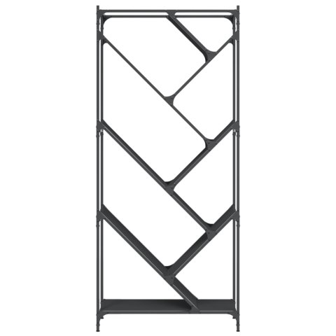 Regał, czarny, 79x30x180 cm, materiał drewnopochodny i metal
