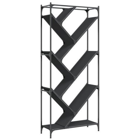 Regał, czarny, 79x30x180 cm, materiał drewnopochodny i metal