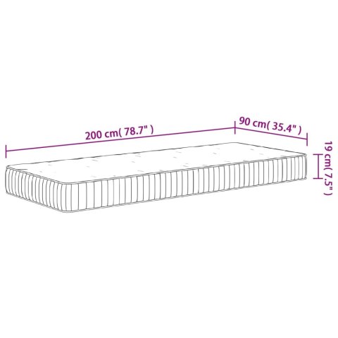 Materac kieszeniowy, twardość średnia, 90x200 cm