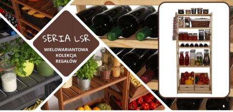 Regał drewniany do spiżarni LSR 6 półek Szary