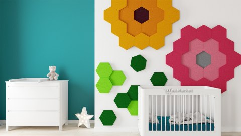 Panel wygłuszający 3d WallMarket - 7 sztuk zestaw, Panel dekoracyjny akustyczny, Heksagon różne kolory