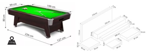 Bilard 7ft Radley Diamond MDF sonoma j. CT