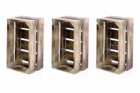 Drewniane skrzynki - zestaw 3 sztuk VINTAGE DIVERO kolor brązowy - 51 x 36 x 23 cm