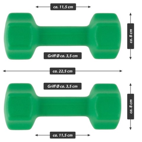 MAXXIVA Zestaw hantli z pokrowcem neoprenowym 2 x 4 kg, ziel