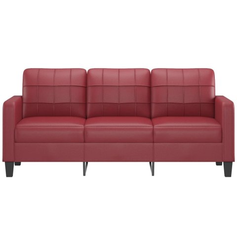 3-osobowa sofa, winna czerwień, 180 cm, sztuczna skóra