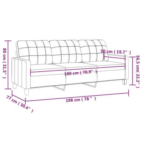 3-osobowa sofa, winna czerwień, 180 cm, sztuczna skóra