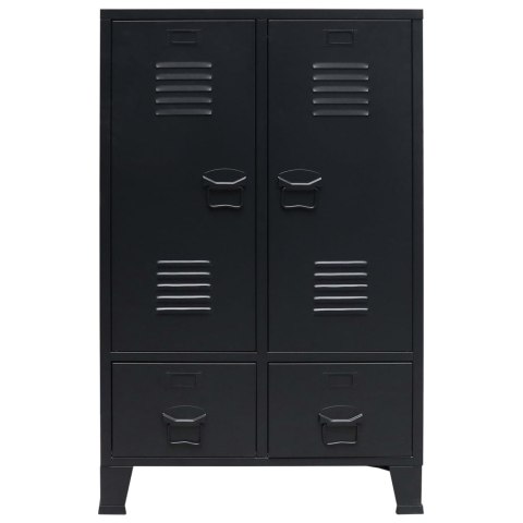 Metalowa szafa w industrialnym stylu, 67 x 35 x 107 cm, czarna