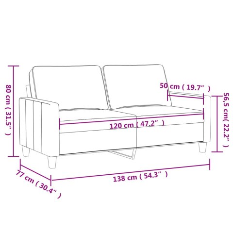 Sofa 2-osobowa, żółta, 120 cm, tapicerowana aksamitem