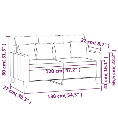 Sofa 2-osobowa, żółta, 120 cm, tapicerowana aksamitem