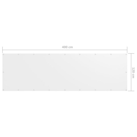 Parawan balkonowy, biały, 120x400 cm, tkanina Oxford