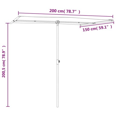 Parasol ogrodowy na słupku aluminiowym, 2x1,5 m, zielony