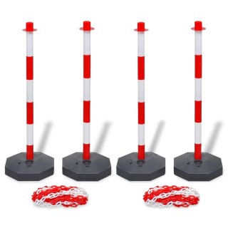 Zestaw 4 słupków i 2 plastikowych łańcuchów o długości 10 m