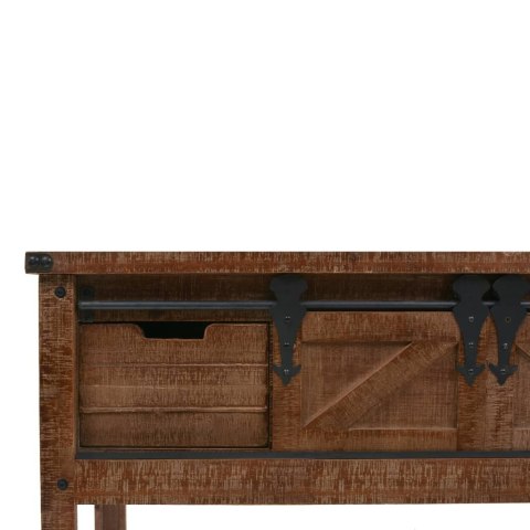 Stolik konsola, lite drewno jodłowe, 131x35,5x75 cm, brązowy