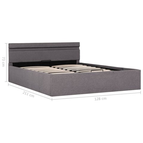 Rama łóżka z podnośnikiem i LED, taupe, tkanina, 120 x 200 cm