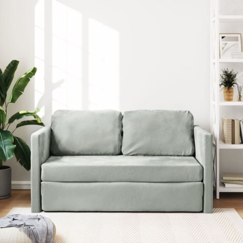 Sofa podłogowa 2-w-1, jasnoszara, 122x204x55 cm, aksamit