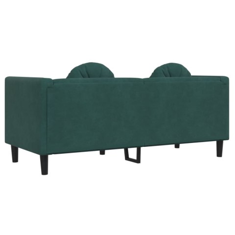 Sofa 2-osobowa z poduszkami, ciemnozielona, aksamit