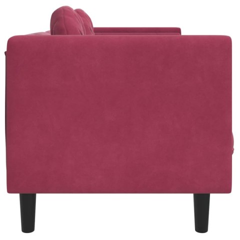 Sofa z poduszkami, 2-osobowa, czerwone wino, aksamitna
