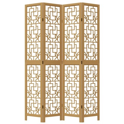 Parawan pokojowy, 4-panelowy, brązowy, lite drewno paulowni