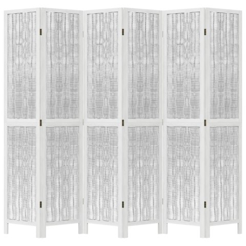 Parawan pokojowy, 6-panelowy, biały, lite drewno paulowni