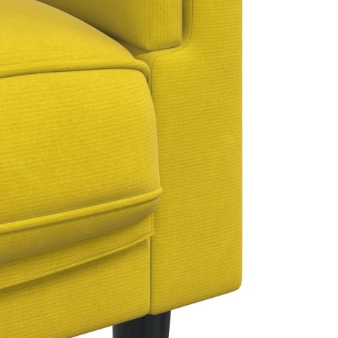 Sofa 3-osobowa z poduszkami, żółta, aksamit