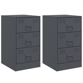Szafki nocne, 2 szt., antracytowe, 34,5x39x62 cm, stal