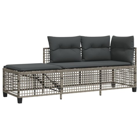 3-cz. narożna sofa ogrodowa z poduszkami, szara, polirattan