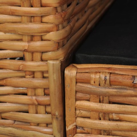 2-osobowa sofa z poduszkami, brązowa, naturalny rattan