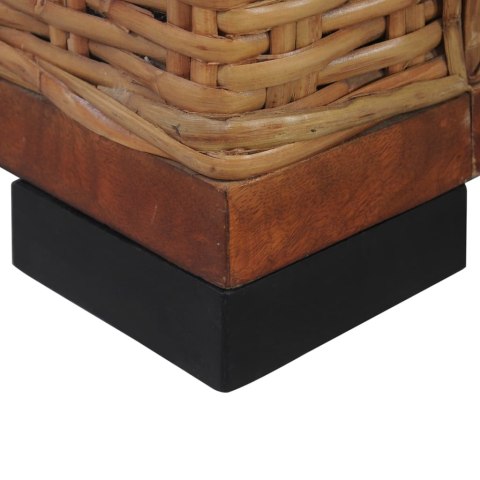 2-osobowa sofa z poduszkami, brązowa, naturalny rattan
